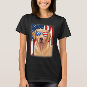 Labrador Retriever Dog America Flag 4th Of July Us T-Shirt