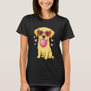 Labrador Retriever Dog Blowing Pink Bubble Gum Hea T-Shirt