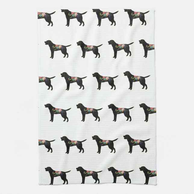 Labrador Retriever Dog Breed Bohemian Floral Tea Towel (Vertical)