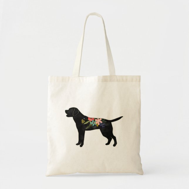 Labrador Retriever Dog Breed Bohemian Floral Tote Bag (Front)