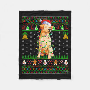 Labrador Retriever Dog Christmas Lights Ugly Sweat Fleece Blanket