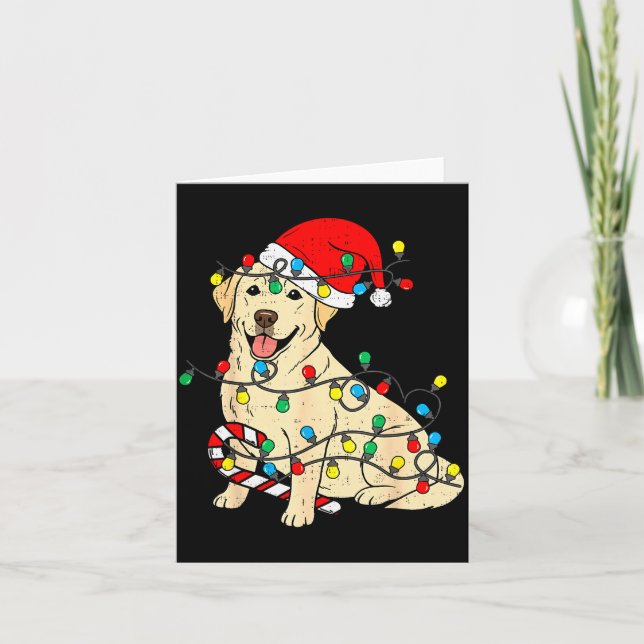 Labrador Retriever Dog Christmas Lights Xmas Pet D Card (Front)