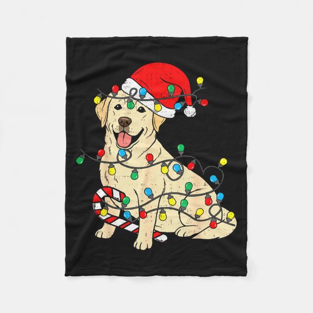Labrador Retriever Dog Christmas Lights Xmas Pet D Fleece Blanket (Front)