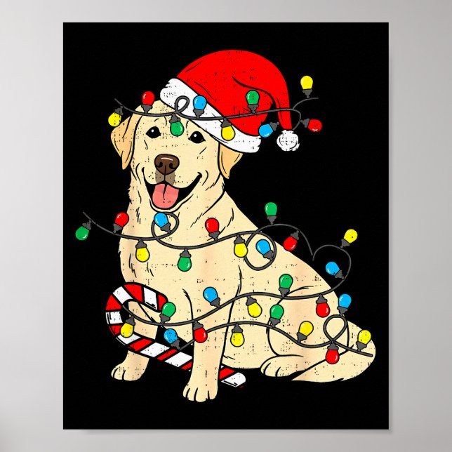 Labrador Retriever Dog Christmas Lights Xmas Pet D Poster (Front)