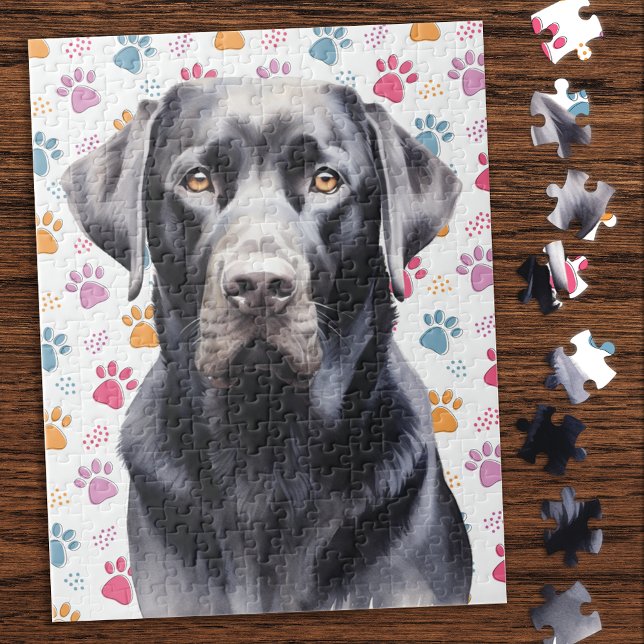 Labrador Retriever Dog Colourful Paw Prints Jigsaw Puzzle (Creator Uploaded)