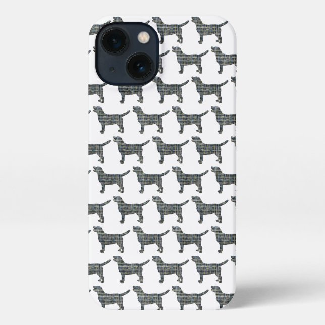 Labrador Retriever Dog Cute Silhouette Grid White iPhone Case (Back)