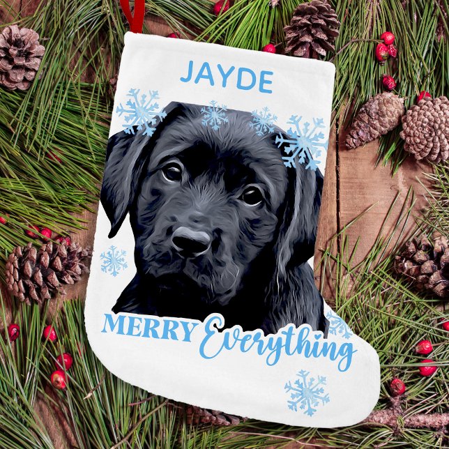 Labrador Retriever Dog Cute Snow Puppy Small Christmas Stocking (Creator Uploaded)