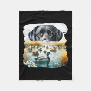Labrador Retriever Dog Dogs Us Flag Duck Hunter Fleece Blanket