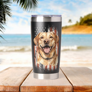 Labrador Retriever Dog Dogs US Flag Duck Hunter Insulated Tumbler