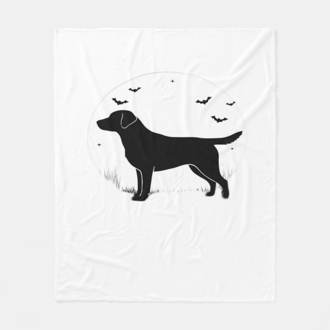 Labrador Retriever Dog – Halloween Moon Silhouette Fleece Blanket (Front)
