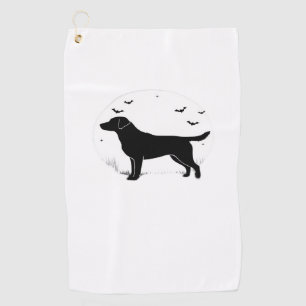 Labrador Retriever Dog Halloween Moon Silhouette Golf Towel