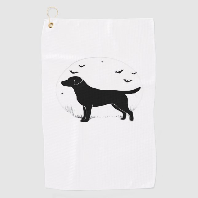 Labrador Retriever Dog – Halloween Moon Silhouette Golf Towel (Front)