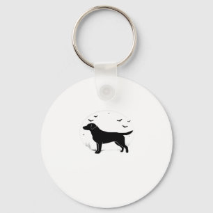 Labrador Retriever Dog � Halloween Moon Silhouette Key Ring
