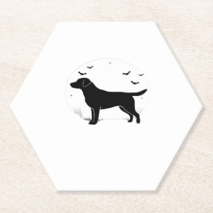 Labrador Retriever Dog � Halloween Moon Silhouette Paper Coaster