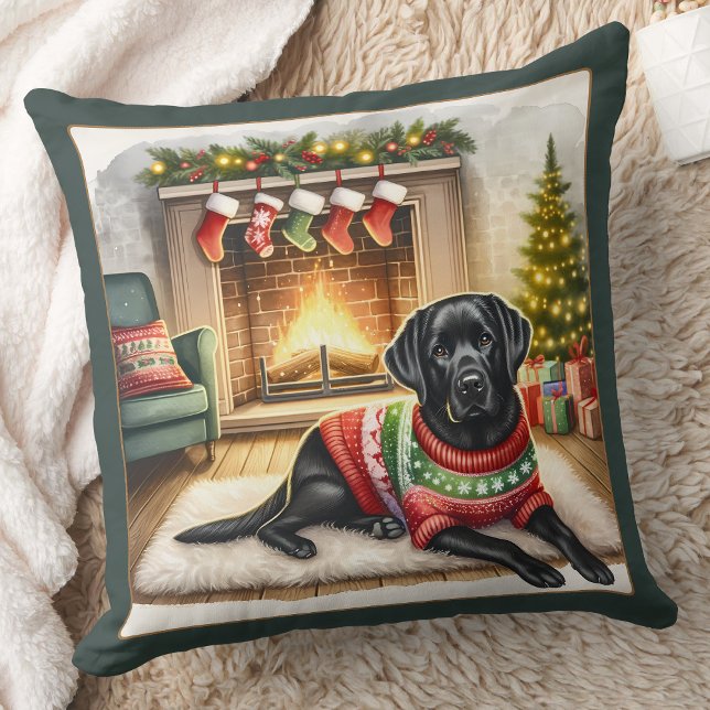 Labrador Retriever Dog Holiday Black Lab  Cushion (Creator Uploaded)