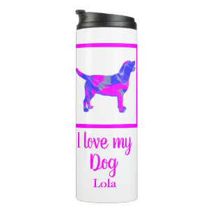 Labrador Retriever Dog Hot Pink & Blue Silhouette Thermal Tumbler
