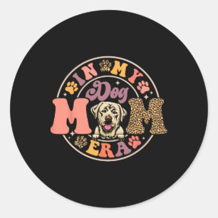 Labrador Retriever Dog In My Dog Mum Era Groovy Mo Classic Round Sticker