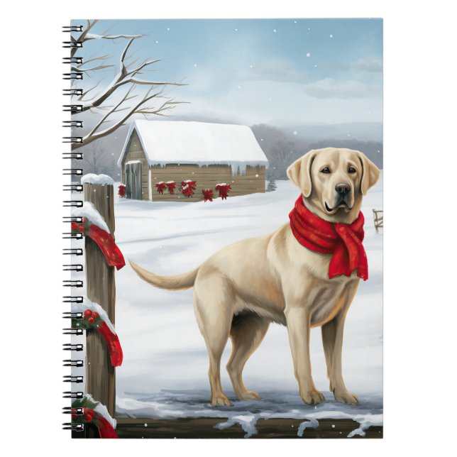 Labrador Retriever Dog in Snow Christmas Notebook (Front)
