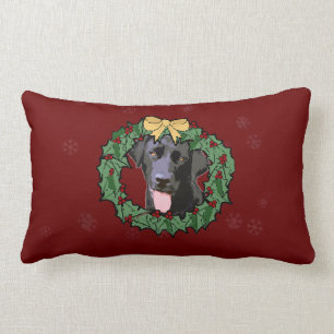 Labrador Retriever Dog: Lab Dog for Christmas 2 Lumbar Cushion