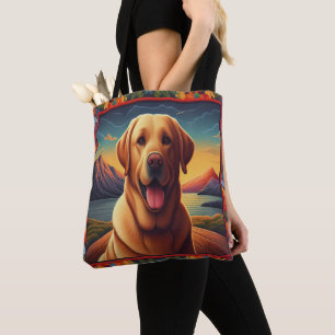 Labrador Retriever Dog Landscape Floral decorative Tote Bag