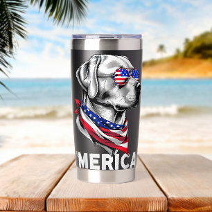 Labrador Retriever Dog Merica Patriotic 4th Of Jul Insulated Tumbler