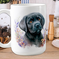 Labrador Retriever Dog Modern Floral Puppy 