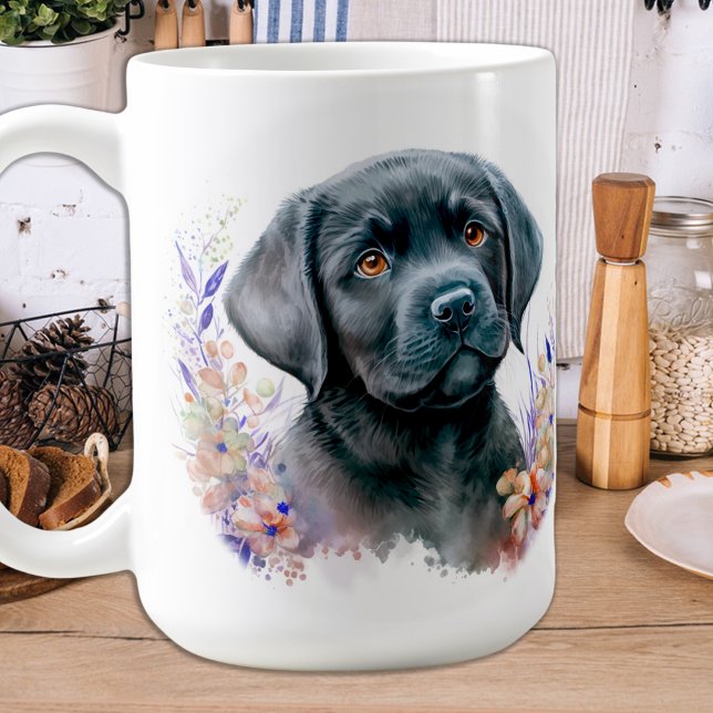 Labrador Retriever Dog Modern Floral Puppy  Coffee Mug (Creator Uploaded)