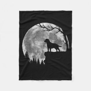 Labrador Retriever Dog Moon Silhouette Halloween Fleece Blanket