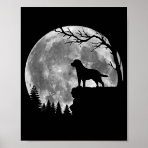 Labrador Retriever Dog Moon Silhouette Halloween Poster