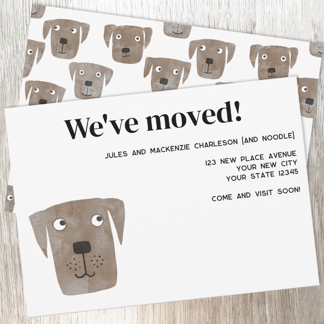 Labrador Retriever Dog New Address Announcement (Chocolate Labrador Retriever Dog personalized moving new home change of address announcement)