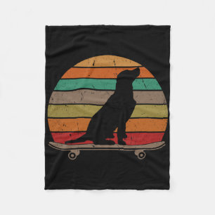 Labrador Retriever Dog On Skateboard Funny Skatebo Fleece Blanket