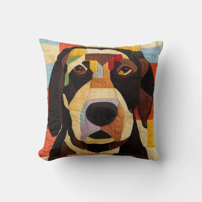Labrador Retriever Dog Patchwork Quilt by kedoki Cushion (Front)