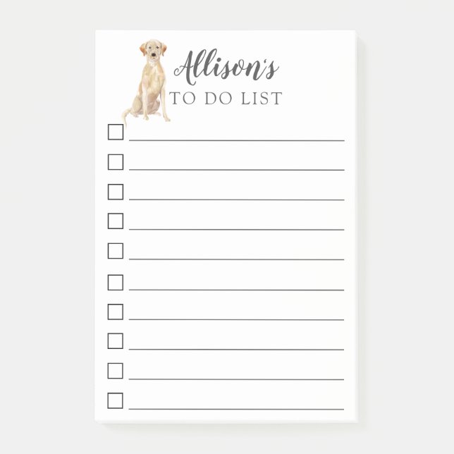 Labrador Retriever Dog Personalised To Do List Post-it Notes (Front)