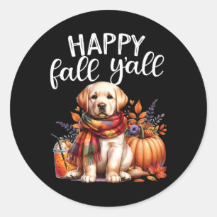 Labrador Retriever Dog Pumpkin Spice Happy Fall Ya Classic Round Sticker