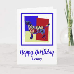 Labrador Retriever Dog Red Blue Yellow Birthday Card