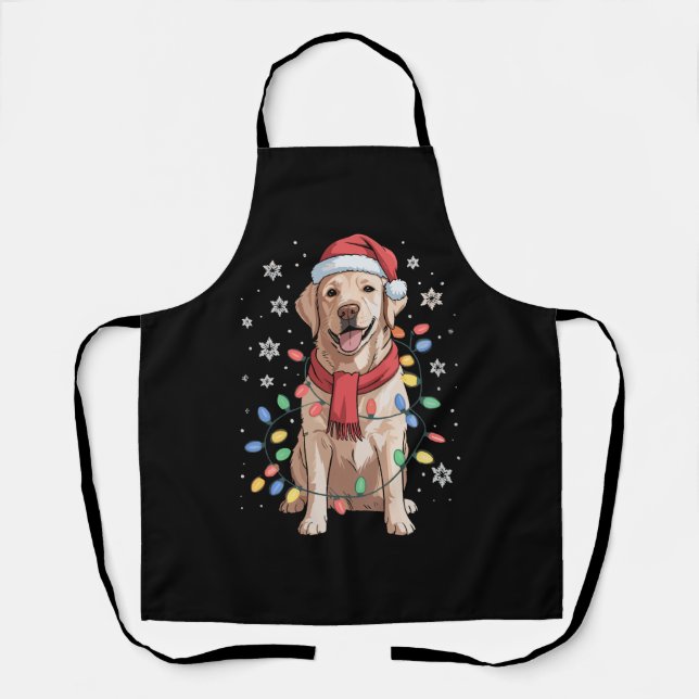Labrador Retriever Dog Santa Clause Hat Xmas Xmas Apron (Front)