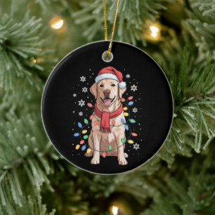 Labrador Retriever Dog Santa Clause Hat Xmas Xmas Ceramic Ornament