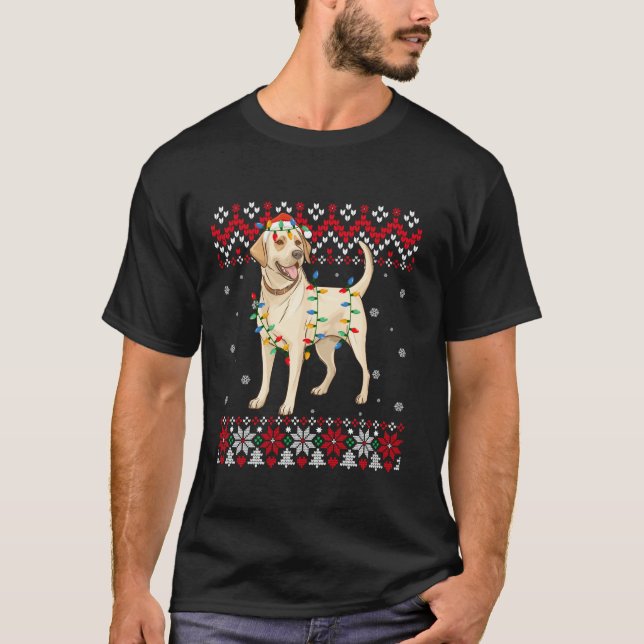 Labrador Retriever Dog Santa Hat Kids Ugly Christm T-Shirt (Front)