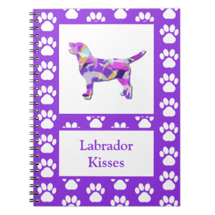 Labrador Retriever Dog Silhouette Paw Purple PY&B Notebook