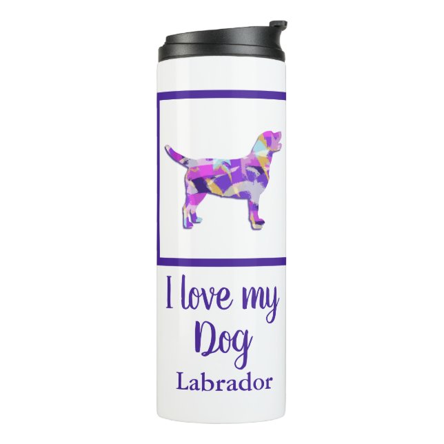 Labrador Retriever Dog Silhouette Purple PY&B  Thermal Tumbler (Rotated Left)