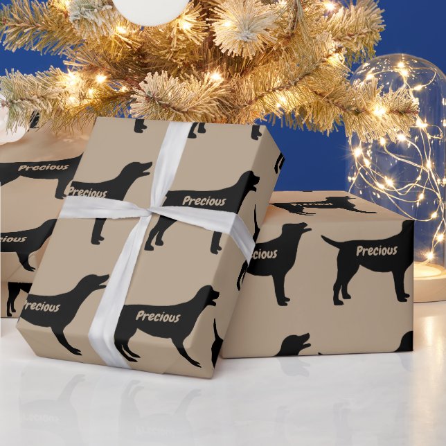Labrador Retriever Dog Silhouette Wrapping Paper (Holidays)