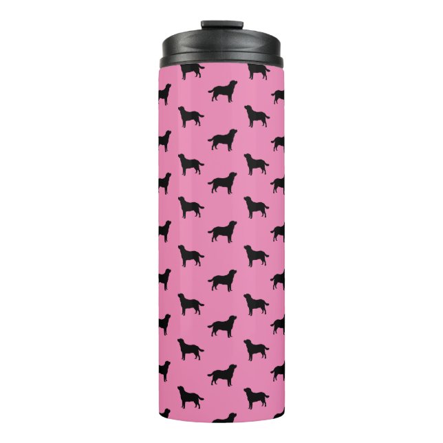 Labrador Retriever Dog Silhouettes Pattern Pink Thermal Tumbler (Front)