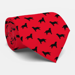 Labrador Retriever Dog Silhouettes Pattern Red Tie