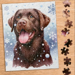 Labrador Retriever Dog Snowflakes Christmas Jigsaw Puzzle<br><div class="desc">Looking for a fun and engaging activity to share with your family this holiday season? Look no further than our jigsaw puzzle collection featuring playful Labrador Retrievers! As a dog lover, you'll adore the variety of designs we offer, including cute and cuddly puppies, loveable yellow, chocolate, and black Labs, and...</div>