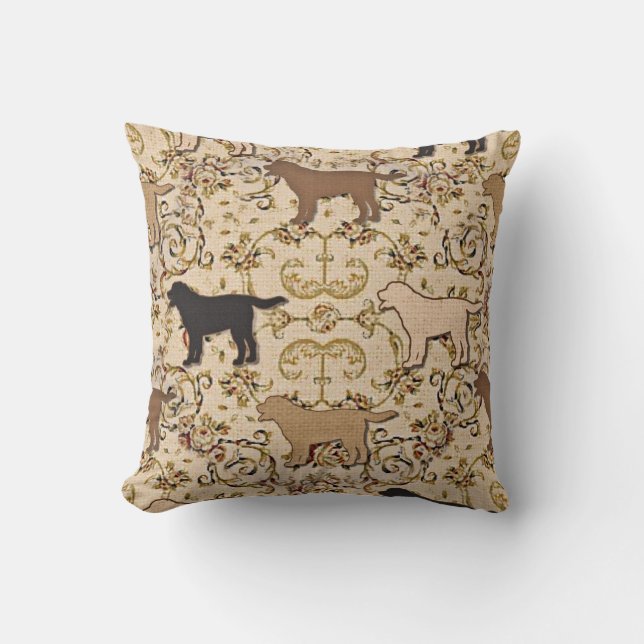 Labrador retriever dog throw pillow (Front)