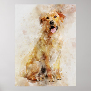 Labrador Retriever Dog Watercolor Portrait 04 Poster