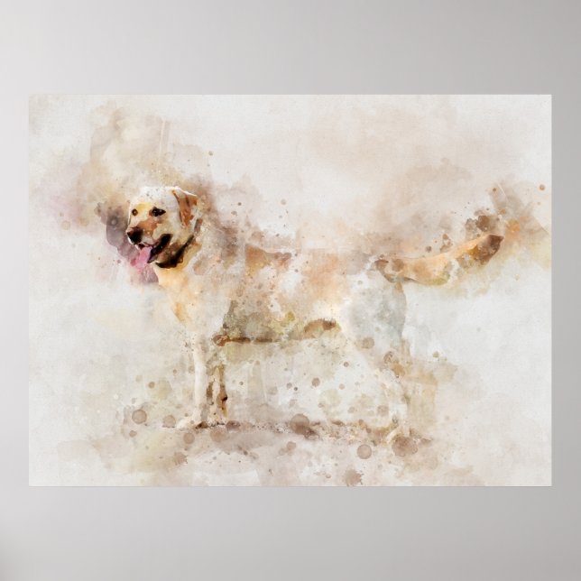 Labrador Retriever Dog Watercolor Portrait 05 Poster (Front)