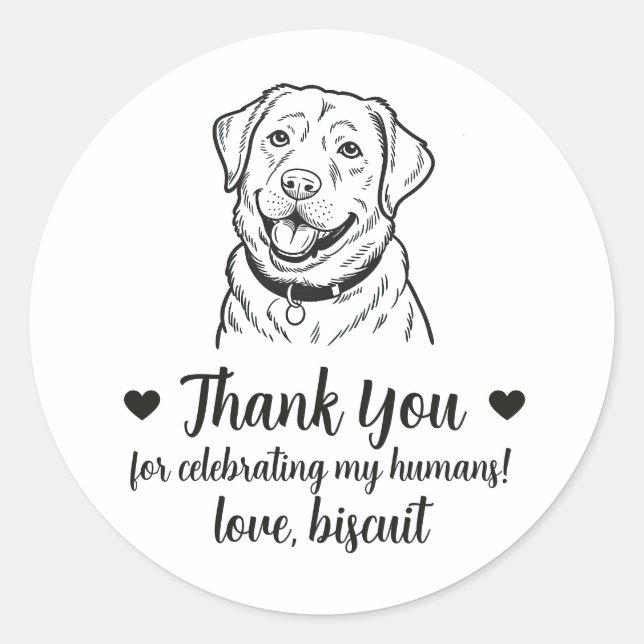Labrador Retriever Dog Wedding Favour Stickers (Front)