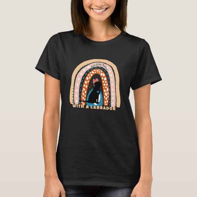 Labrador Retriever Dog With Patterned Rainbow 1 T-Shirt (Front)