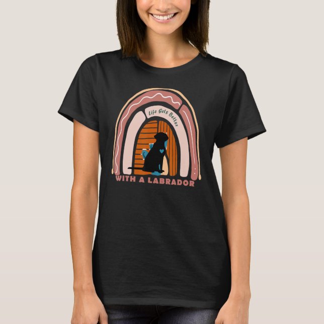 Labrador Retriever Dog With Patterned Rainbow 1 T-Shirt (Front)